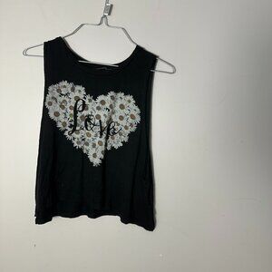 EUC Womens Janette Fashion John 3:16 Sleeveless Shirt Top S  Black Daisy